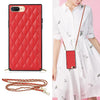 Elegant Rhombic Pattern Microfiber Leather +TPU Shockproof Case with Crossbody Strap Chain, For iPhone SE 2022 / SE 2020 / 8 / 7, For iPhone 8 Plus / 7 Plus, For iPhone X / XS, For iPhone XR, For iPhone XS Max