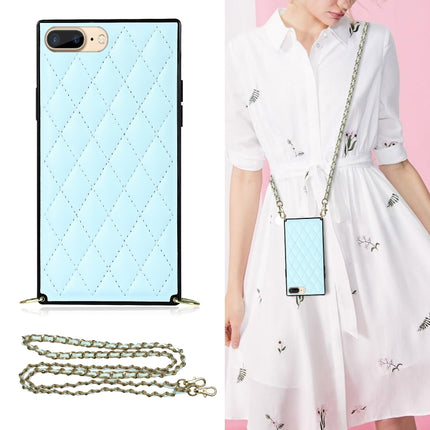 Elegant Rhombic Pattern Microfiber Leather +TPU Shockproof Case with Crossbody Strap Chain, For iPhone SE 2022 / SE 2020 / 8 / 7, For iPhone 8 Plus / 7 Plus, For iPhone X / XS, For iPhone XR