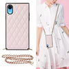 Elegant Rhombic Pattern Microfiber Leather +TPU Shockproof Case with Crossbody Strap Chain, For iPhone SE 2022 / SE 2020 / 8 / 7, For iPhone 8 Plus / 7 Plus, For iPhone X / XS, For iPhone XR, For iPhone XS Max