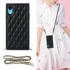 Elegant Rhombic Pattern Microfiber Leather +TPU Shockproof Case with Crossbody Strap Chain, For iPhone SE 2022 / SE 2020 / 8 / 7, For iPhone 8 Plus / 7 Plus, For iPhone X / XS, For iPhone XR, For iPhone XS Max