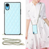 Elegant Rhombic Pattern Microfiber Leather +TPU Shockproof Case with Crossbody Strap Chain, For iPhone SE 2022 / SE 2020 / 8 / 7, For iPhone 8 Plus / 7 Plus, For iPhone X / XS, For iPhone XR, For iPhone XS Max