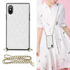 Elegant Rhombic Pattern Microfiber Leather +TPU Shockproof Case with Crossbody Strap Chain, For iPhone SE 2022 / SE 2020 / 8 / 7, For iPhone 8 Plus / 7 Plus, For iPhone X / XS, For iPhone XR, For iPhone XS Max