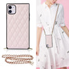 Elegant Rhombic Pattern Microfiber Leather +TPU Shockproof Case with Crossbody Strap Chain, For iPhone 11, For iPhone 11 Pro, For iPhone 11 Pro Max, For iPhone 12 mini, For iPhone 12 / 12 Pro