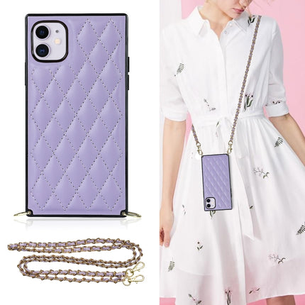 Elegant Rhombic Pattern Microfiber Leather +TPU Shockproof Case with Crossbody Strap Chain, For iPhone XS Max, For iPhone 11, For iPhone 11 Pro, For iPhone 11 Pro Max