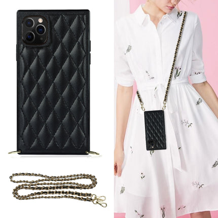 Elegant Rhombic Pattern Microfiber Leather +TPU Shockproof Case with Crossbody Strap Chain, For iPhone XS Max, For iPhone 11, For iPhone 11 Pro, For iPhone 11 Pro Max