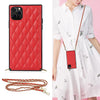 Elegant Rhombic Pattern Microfiber Leather +TPU Shockproof Case with Crossbody Strap Chain, For iPhone 11, For iPhone 11 Pro, For iPhone 11 Pro Max, For iPhone 12 mini, For iPhone 12 / 12 Pro