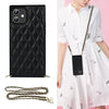 Elegant Rhombic Pattern Microfiber Leather +TPU Shockproof Case with Crossbody Strap Chain, For iPhone 11, For iPhone 11 Pro, For iPhone 11 Pro Max, For iPhone 12 mini, For iPhone 12 / 12 Pro