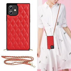 Elegant Rhombic Pattern Microfiber Leather +TPU Shockproof Case with Crossbody Strap Chain, For iPhone 12 mini, For iPhone 12 / 12 Pro, For iPhone 12 Pro Max