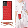 Elegant Rhombic Pattern Microfiber Leather +TPU Shockproof Case with Crossbody Strap Chain, For iPhone 11, For iPhone 11 Pro, For iPhone 11 Pro Max, For iPhone 12 mini, For iPhone 12 / 12 Pro