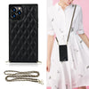 Elegant Rhombic Pattern Microfiber Leather +TPU Shockproof Case with Crossbody Strap Chain, For iPhone 11, For iPhone 11 Pro, For iPhone 11 Pro Max, For iPhone 12 mini, For iPhone 12 / 12 Pro