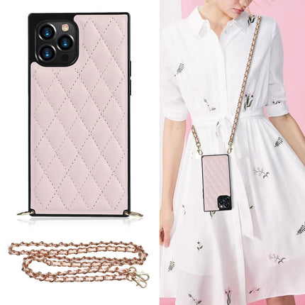 Elegant Rhombic Pattern Microfiber Leather +TPU Shockproof Case with Crossbody Strap Chain, For iPhone 12 mini, For iPhone 12 / 12 Pro, For iPhone 12 Pro Max