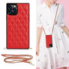 Elegant Rhombic Pattern Microfiber Leather +TPU Shockproof Case with Crossbody Strap Chain, For iPhone 12 Pro Max