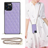 Elegant Rhombic Pattern Microfiber Leather +TPU Shockproof Case with Crossbody Strap Chain, For iPhone 12 Pro Max