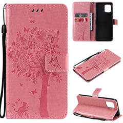 Tree & Cat Pattern Pressed Printing Horizontal Flip PU Leather Case with Holder & Card Slots & Wallet & Lanyard, For OPPO Reno5 Pro+ 5G / Find X3 Neo, For OPPO Find X3 / X3 Pro