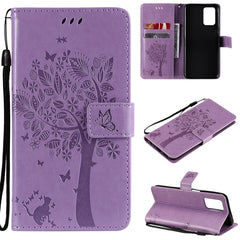 Tree & Cat Pattern Pressed Printing Horizontal Flip PU Leather Case with Holder & Card Slots & Wallet & Lanyard, For OPPO Realme 8 4G / Realme 8 Pro 4G, For OPPO Realme V13 5G / Realme 8 5G