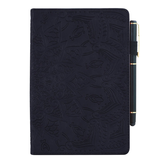 Calf Pattern Double Folding Design Embossed Leather Case with Holder & Card Slots & Pen Slot & Elastic Band, For iPad Pro 9.7 inch, For iPad 10.2 2021 / 2020 / 2019, For iPad 4 & 3 & 2, For Samsung Galaxy Tab A 10.5 T590 / T595