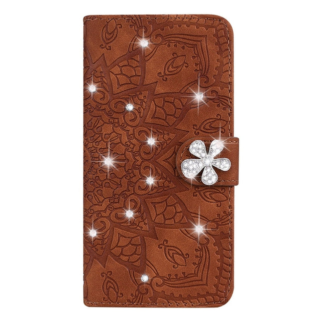 Calf Pattern Diamond Mandala Double Folding Design Embossed Leather Case with Wallet & Holder & Card Slots, For iPhone 7 Plus / 8 Plus