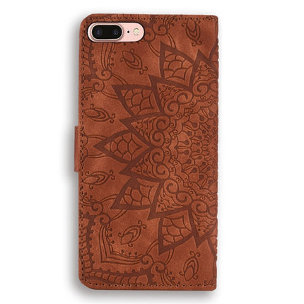 Calf Pattern Diamond Mandala Double Folding Design Embossed Leather Case with Wallet & Holder & Card Slots, For iPhone 7 Plus / 8 Plus