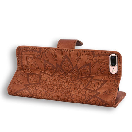 Calf Pattern Diamond Mandala Double Folding Design Embossed Leather Case with Wallet & Holder & Card Slots, For iPhone 7 Plus / 8 Plus
