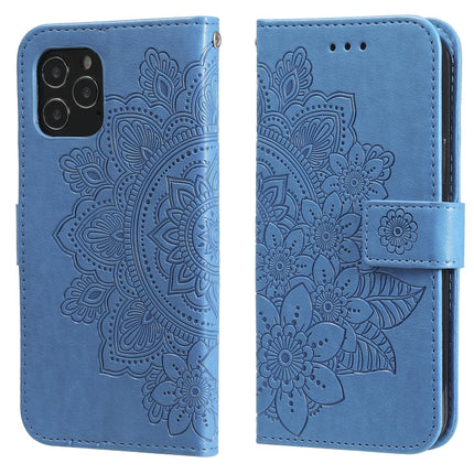 7-petal Flowers Embossing Pattern Horizontal Flip PU Leather Case with Holder & Card Slots & Wallet & Photo Frame, For iPhone 11, For iPhone 11 Pro, For iPhone 11 Pro Max, For iPhone 12 mini