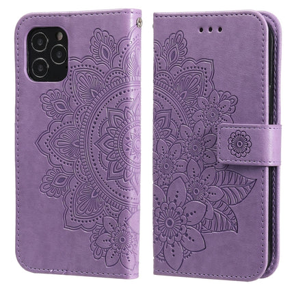 7-petal Flowers Embossing Pattern Horizontal Flip PU Leather Case with Holder & Card Slots & Wallet & Photo Frame, For iPhone 11, For iPhone 11 Pro, For iPhone 11 Pro Max, For iPhone 12 mini
