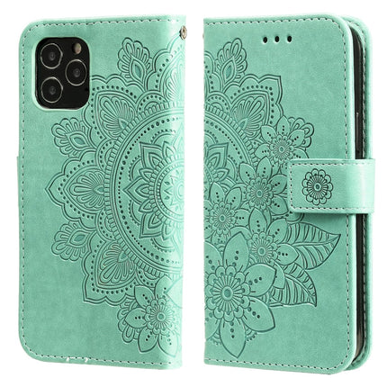 7-petal Flowers Embossing Pattern Horizontal Flip PU Leather Case with Holder & Card Slots & Wallet & Photo Frame, For iPhone 11, For iPhone 11 Pro, For iPhone 11 Pro Max, For iPhone 12 mini