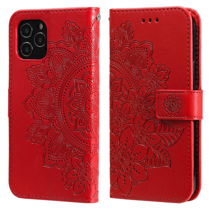 7-petal Flowers Embossing Pattern Horizontal Flip PU Leather Case with Holder & Card Slots & Wallet & Photo Frame, For iPhone 11, For iPhone 11 Pro, For iPhone 11 Pro Max, For iPhone 12 mini