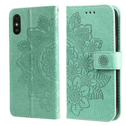 7-petal Flowers Embossing Pattern Horizontal Flip PU Leather Case with Holder & Card Slots & Wallet & Photo Frame, For Xiaomi Redmi 9C, For Xiaomi Redmi 9A, For Xiaomi Redmi K40/K40 Pro/Poco F3/ Mi 11i���������������������������������������������������...
