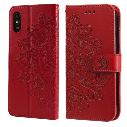 7-petal Flowers Embossing Pattern Horizontal Flip PU Leather Case with Holder & Card Slots & Wallet & Photo Frame, For Xiaomi Redmi 9C, For Xiaomi Redmi 9A, For Xiaomi Redmi K40/K40 Pro/Poco F3/ Mi 11i���������������������������������������������������...