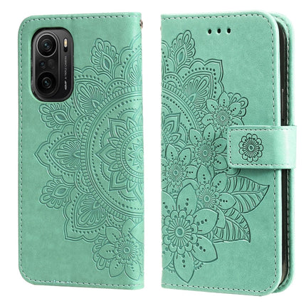 7-petal Flowers Embossing Pattern Horizontal Flip PU Leather Case with Holder & Card Slots & Wallet & Photo Frame, For Xiaomi Redmi 9C, For Xiaomi Redmi 9A, For Xiaomi Redmi K40/K40 Pro/Poco F3/ Mi 11i���������������������������������������������������...