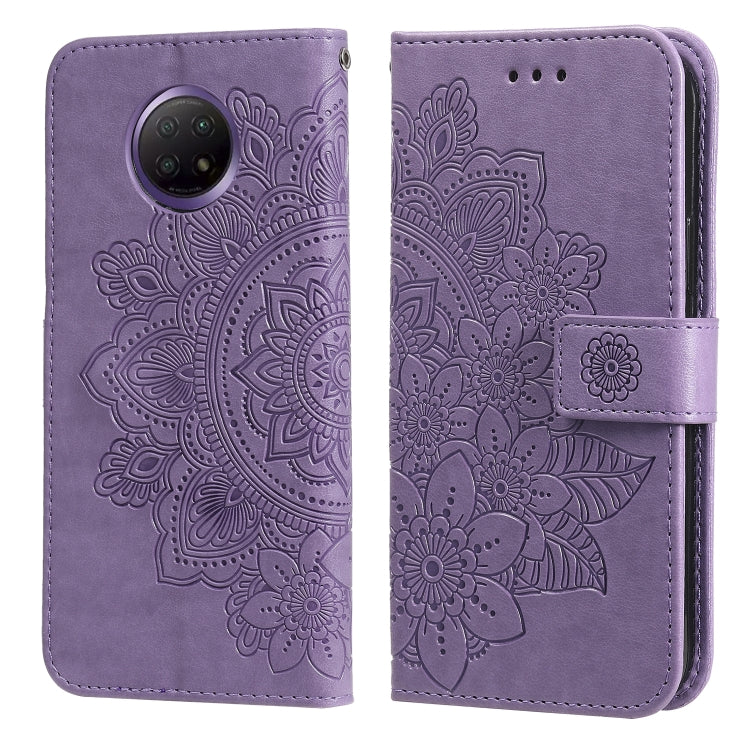 7-petal Flowers Embossing Pattern Horizontal Flip PU Leather Case with Holder & Card Slots & Wallet & Photo Frame, For Xiaomi Redmi Note 9T 5G / Note 9 5G (CN Version), For Xiaomi Redmi Note 9 4G (Foreign Version) / Mi 10X 4G���������������������������...