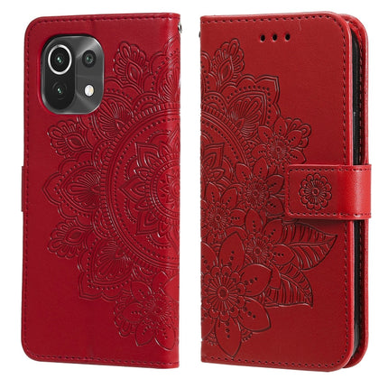 7-petal Flowers Embossing Pattern Horizontal Flip PU Leather Case with Holder & Card Slots & Wallet & Photo Frame, For Xiaomi Mi 10T Lite, For Xiaomi Mi 10T Pro, For Xiaomi Mi 11, For Xiaomi Poco X3/X3 Pro/X3 NFC