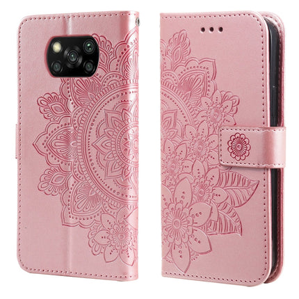 7-petal Flowers Embossing Pattern Horizontal Flip PU Leather Case with Holder & Card Slots & Wallet & Photo Frame, For Xiaomi Mi 10T Lite, For Xiaomi Mi 10T Pro, For Xiaomi Mi 11, For Xiaomi Poco X3/X3 Pro/X3 NFC