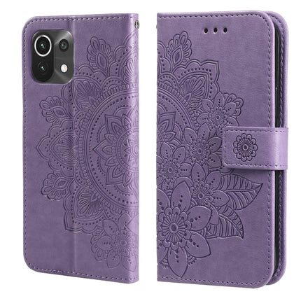 7-petal Flowers Embossing Pattern Horizontal Flip PU Leather Case with Holder & Card Slots & Wallet & Photo Frame, For Xiaomi Mi 11 Ultra, For Xiaomi Mi 11 Lite, For Xiaomi Poco M3 / Redmi Note 9 4G, For Xiaomi Mi 11 Pro