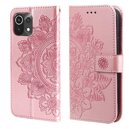 7-petal Flowers Embossing Pattern Horizontal Flip PU Leather Case with Holder & Card Slots & Wallet & Photo Frame, For Xiaomi Mi 11 Ultra, For Xiaomi Mi 11 Lite, For Xiaomi Poco M3 / Redmi Note 9 4G, For Xiaomi Mi 11 Pro