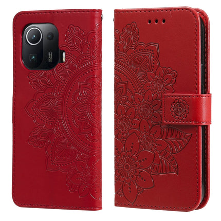 7-petal Flowers Embossing Pattern Horizontal Flip PU Leather Case with Holder & Card Slots & Wallet & Photo Frame, For Xiaomi Mi 11 Ultra, For Xiaomi Mi 11 Lite, For Xiaomi Poco M3 / Redmi Note 9 4G, For Xiaomi Mi 11 Pro