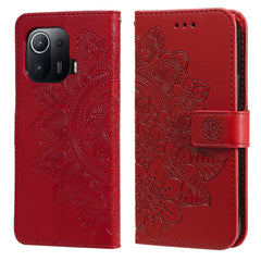 7-petal Flowers Embossing Pattern Horizontal Flip PU Leather Case with Holder & Card Slots & Wallet & Photo Frame, For Xiaomi Mi 11 Ultra, For Xiaomi Mi 11 Lite, For Xiaomi Poco M3 / Redmi Note 9 4G, For Xiaomi Mi 11 Pro