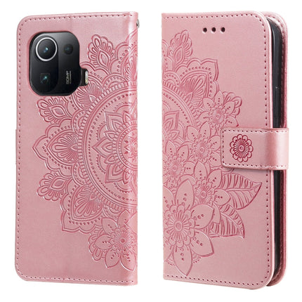 7-petal Flowers Embossing Pattern Horizontal Flip PU Leather Case with Holder & Card Slots & Wallet & Photo Frame, For Xiaomi Mi 11 Ultra, For Xiaomi Mi 11 Lite, For Xiaomi Poco M3 / Redmi Note 9 4G, For Xiaomi Mi 11 Pro