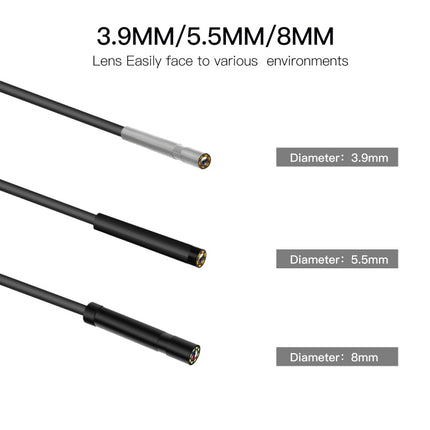 P60B 8mm 1080P 2.4 inch IPS Screen IP68 Waterproof HD Digital Endoscope, 8mm 2m Hard Cable, 8mm 5m Hard Cable, 8mm 10m Hard Cable
