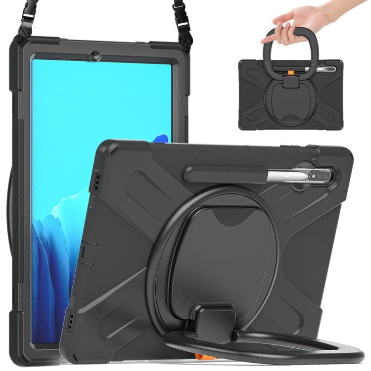 Silicone + PC Protective Case with Holder & Shoulder Strap, For Samsung Galaxy Tab S8+ / Tab S8 Plus /  Tab S7 FE / Tab S7+ T970/T975