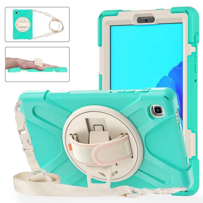 Silicone + PC Protective Case with Holder & Shoulder Strap, For Samsung Galaxy Tab A7 Lite T220 / T225