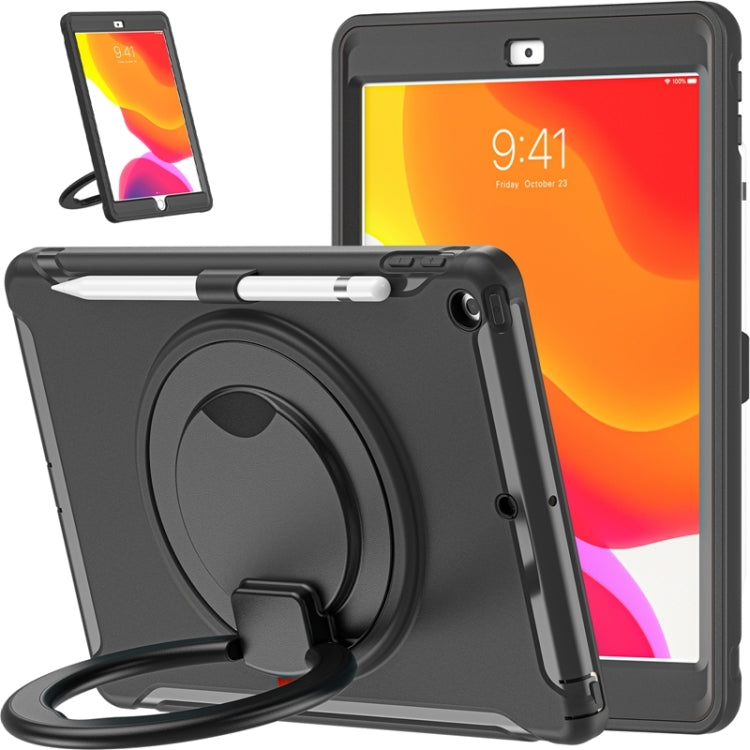 Shocproof Silicone + PC Protective Case with 360 Degree Rotation Foldable Handle Grip Holder & Pen Slot, For iPad 10.2 2021 / 2020 / 2019