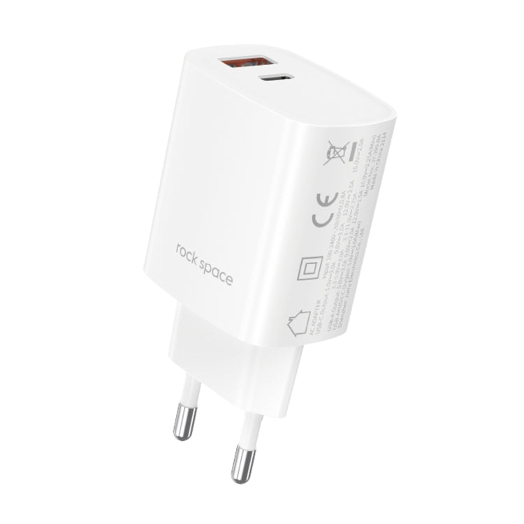 ROCK T51 31W Type-C / USB-C + USB PD Dual Ports Fast Charging Travel Charger Power Adapter,, EU Plug, UK Plug