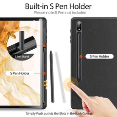 DUX DUCIS Domo Series Horizontal Flip Magnetic PU Leather Case with Three-folding Holder & Wake-up / Sleep Function, For Samsung Galaxy Tab A7 Lite, For Samsung Galaxy Tab S8+ / Tab S8 Plus /  Tab S7 FE / Tab S7+