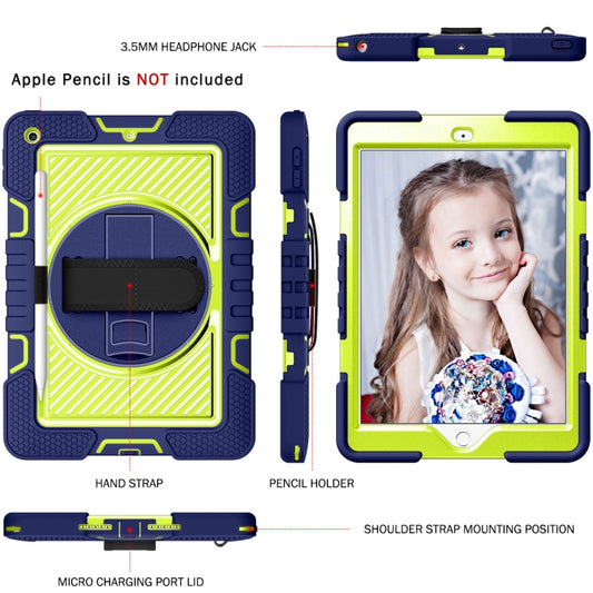 360 Degree Rotation Contrast Color Shockproof Silicone + PC Case with Holder & Hand Grip Strap & Shoulder Strap, For iPad 9.7 2018 / 2017, For iPad 10.2 2021 / 2020 / 2019, For iPad 10.9 / Pro 11 2020 / 2021 / 2018��������������������������������������...