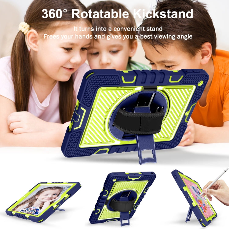 360 Degree Rotation Contrast Color Shockproof Silicone + PC Case with Holder & Hand Grip Strap & Shoulder Strap, For iPad 9.7 2018 / 2017, For iPad 10.2 2021 / 2020 / 2019, For iPad 10.9 / Pro 11 2020 / 2021 / 2018