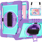 For iPad 10.2 2021 / 2020 / 2019 / Purple + Mint Green