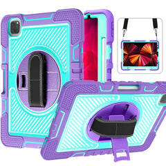360 Degree Rotation Contrast Color Shockproof Silicone + PC Case with Holder & Hand Grip Strap & Shoulder Strap, For iPad 9.7 2018 / 2017, For iPad 10.2 2021 / 2020 / 2019, For iPad 10.9 / Pro 11 2020 / 2021 / 2018��������������������������������������...