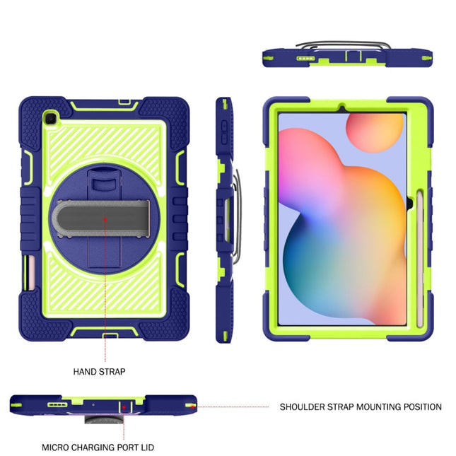 360 Degree Rotation Contrast Color Shockproof Silicone + PC Case with Holder & Hand Grip Strap & Shoulder Strap, For Samsung Galaxy Tab S6 Lite P610/P615, For Samsung Galaxy Tab A 10.1 2019 T515, For Samsung Galaxy Tab A 8.0 2019 T290                  ...