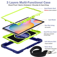 360 Degree Rotation Contrast Color Shockproof Silicone + PC Case with Holder & Hand Grip Strap & Shoulder Strap, For Samsung Galaxy Tab S6 Lite P610/P615, For Samsung Galaxy Tab A 10.1 2019 T515, For Samsung Galaxy Tab A 8.0 2019 T290������������������...